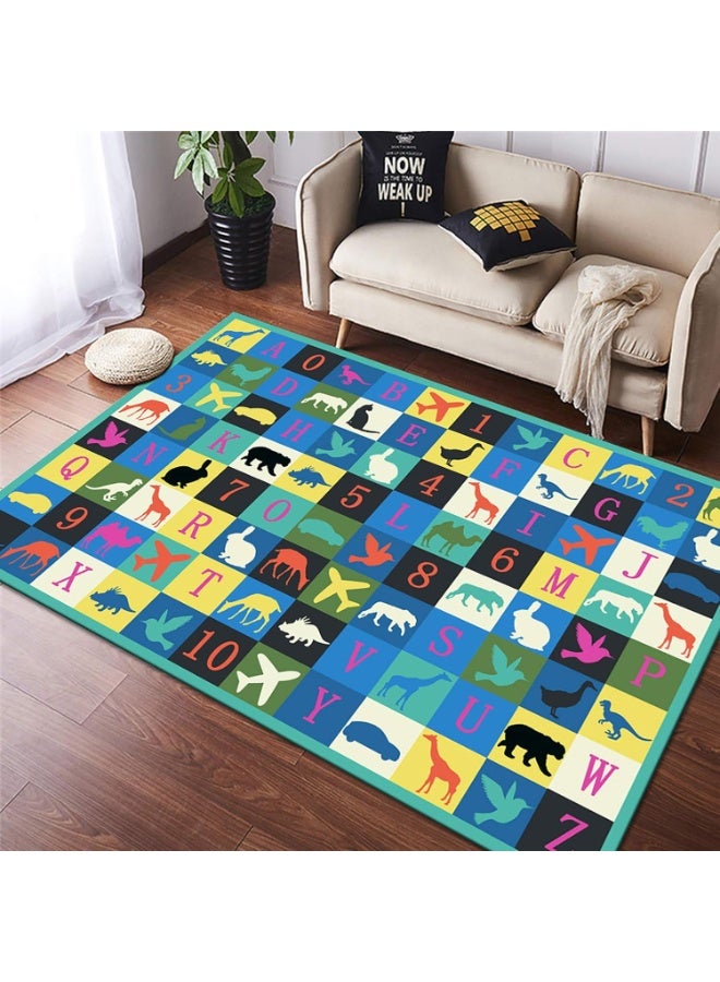 Hopscotch طفل سجاد لغرفة اللعب، غرفة اللعب التعليمية للأطفال سجاد ديكور غير انزلاق أرضية لعب حصيرة لغرفة النوم، الحضانة، الفصل الدراسي، هدية قوية للبنات والفتيان - Image 1